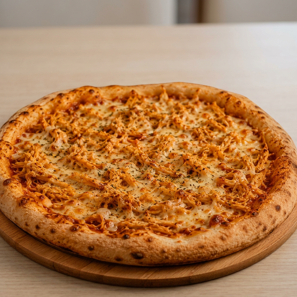MARAVILHOSA PIZZA DE FRANGO COM QUEIJO.