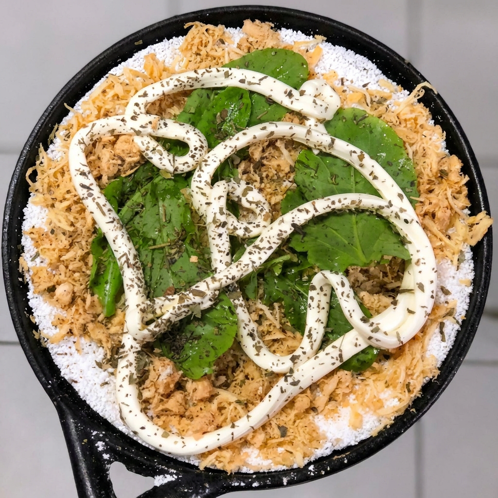 Frango, Cream Cheese, Rúcula e mangericão desidratado
