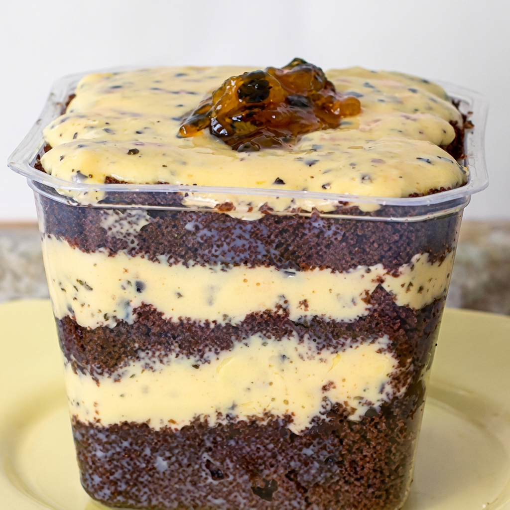 O mais pedido Bolo de pote de maracujá: mousse leve, massa de chocolate e geleia artesanal feita com carinho