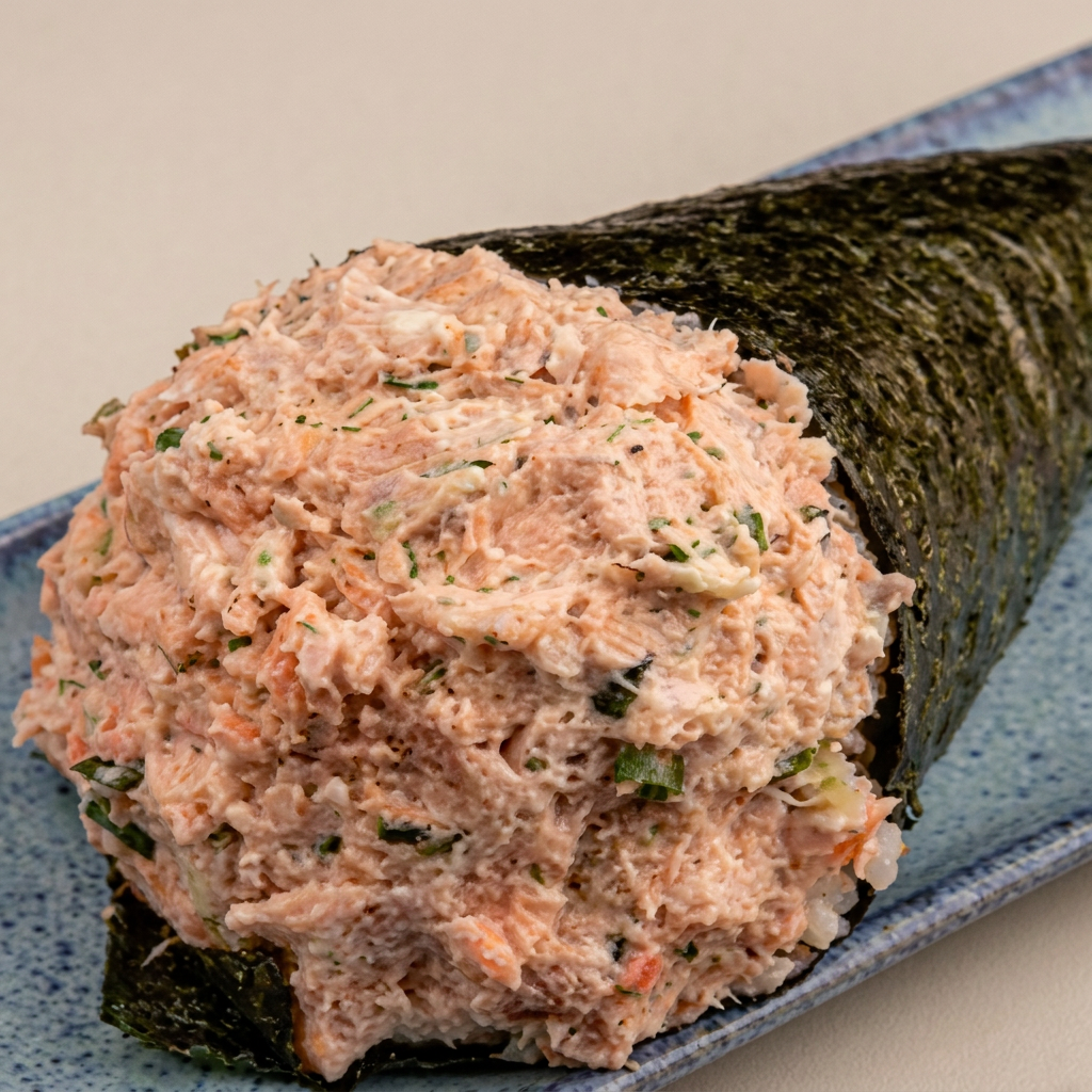 Salmão grelhado, cream cheese, cebolinha, nori e arroz.