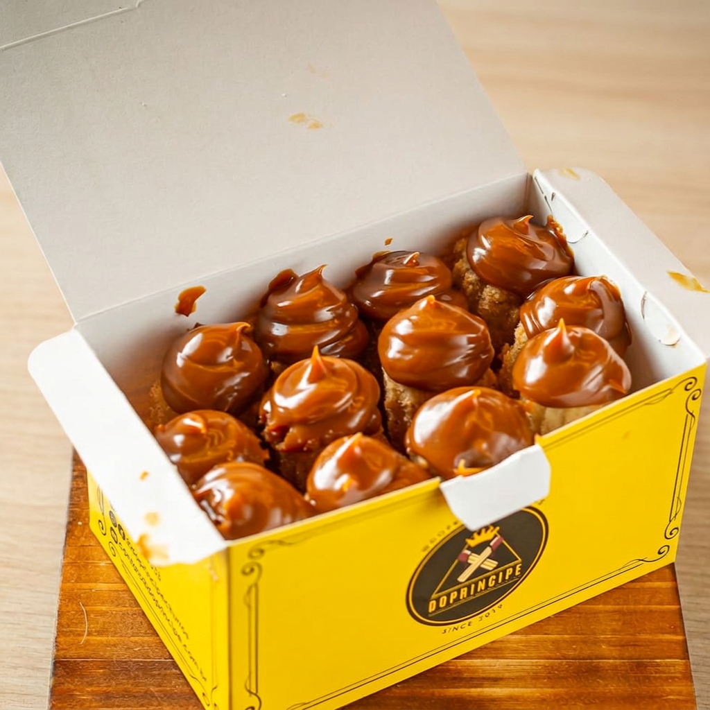 Apresentamos o nosso 'Churros Box Doce de Leite (12 unidades)', uma iguaria da nossa 'Linha Premium Gourmet'. Este box contém 12 mini-churros, meticulosamente preparados na hora e cuidadosamente envoltos em uma mistura de açúcar e canela, proporcionando um sabor doce, aromático e inconfundível. O recheio de doce de leite é aplicado na medida certa, garantindo a perfeita harmonia entre a textura crocante do churro e a suavidade sedutora do doce. Este box é equivalente a três churros tradicionais, sendo ideal para compartilhar ou satisfazer aquela vontade de um doce indulgente.