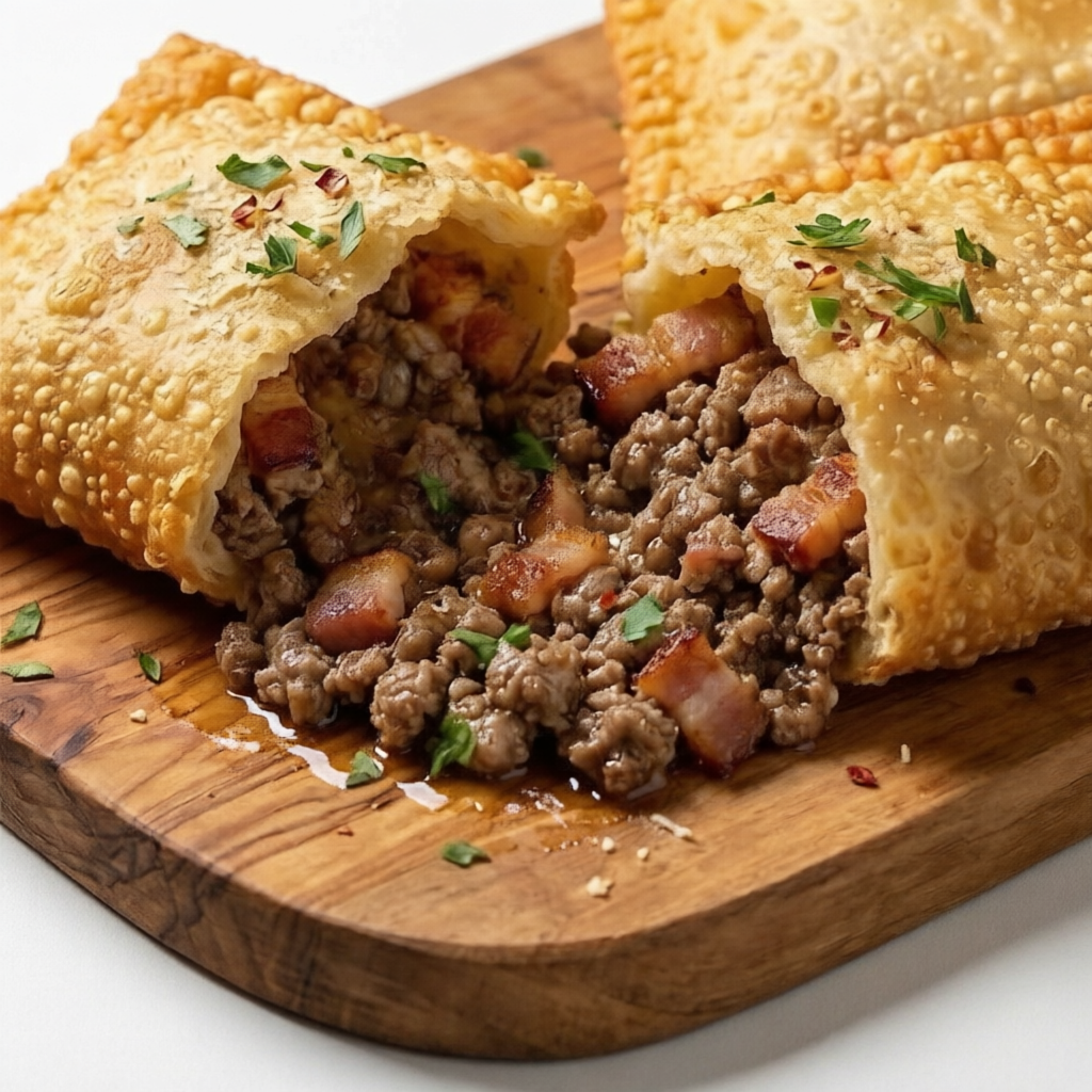Uma explosão de sabor que junta a maciez da carne com cubinhos de bacon defumado e crocante.