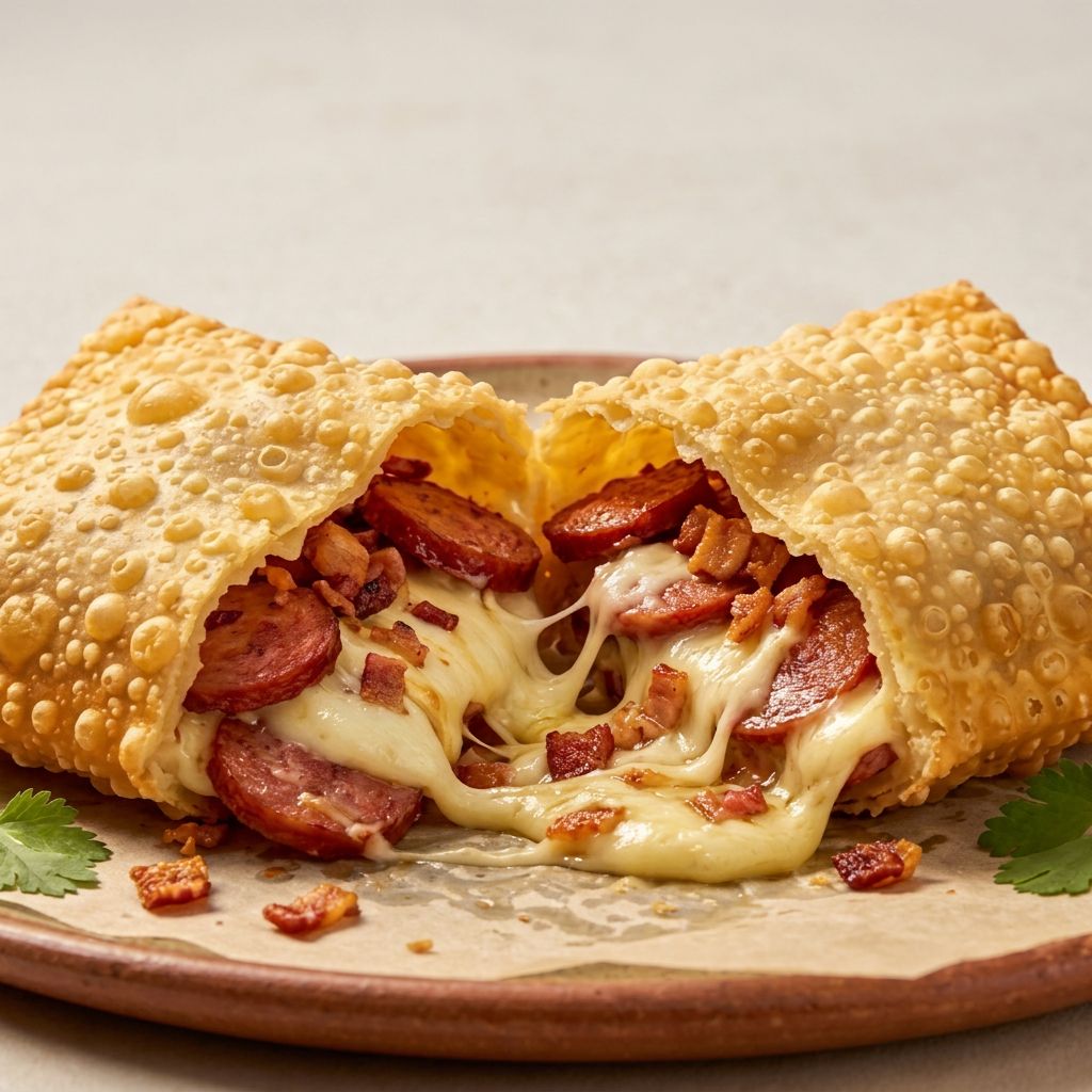 O sabor intenso da calabresa equilibrado perfeitamente com a suavidade do queijo derretido.