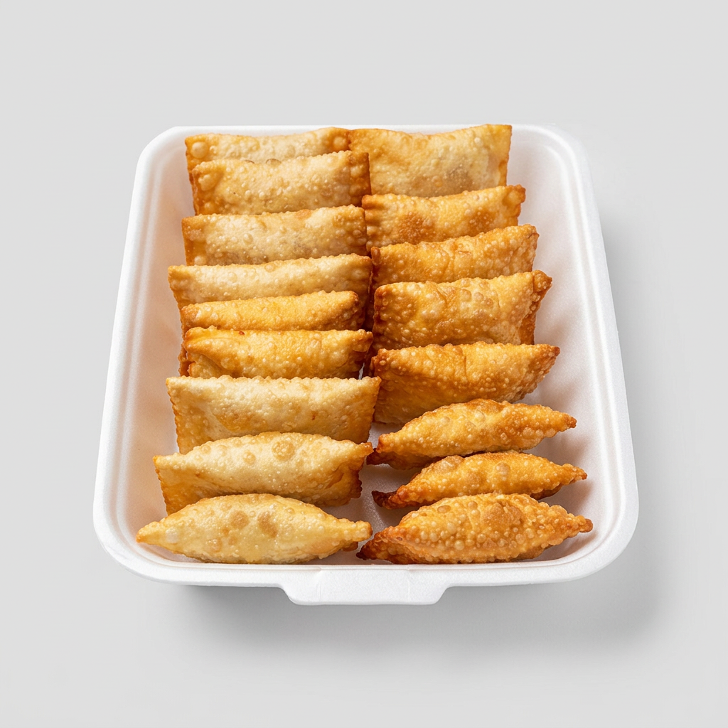 20 unidades de mini pastéis de queijo mussarela.