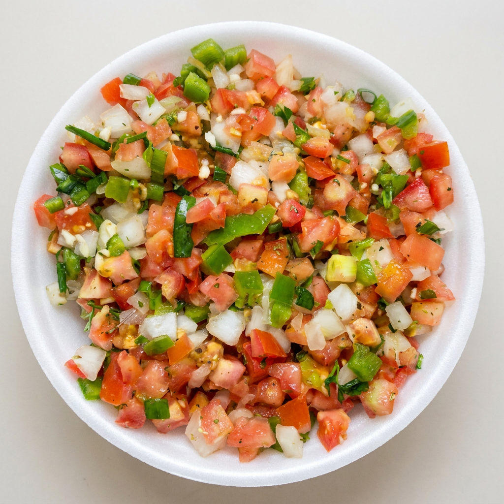 Salada de vinagrete servida na marmita M. Serve até 3 pessoas