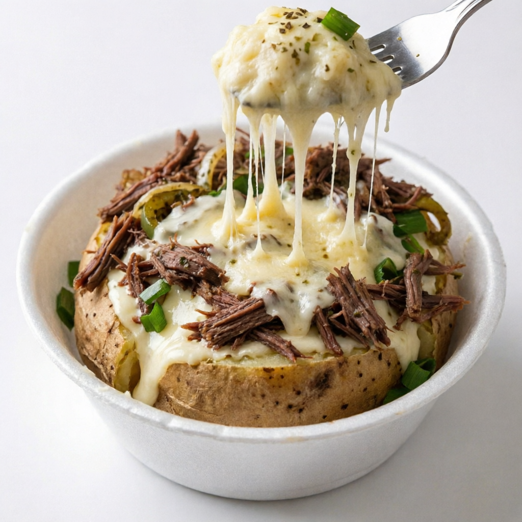 Batata cozida perfeitamente, recheada com carne seca desfiada, queijo mussarela, requeijão Catupiry e provolone defumado. 500ml.