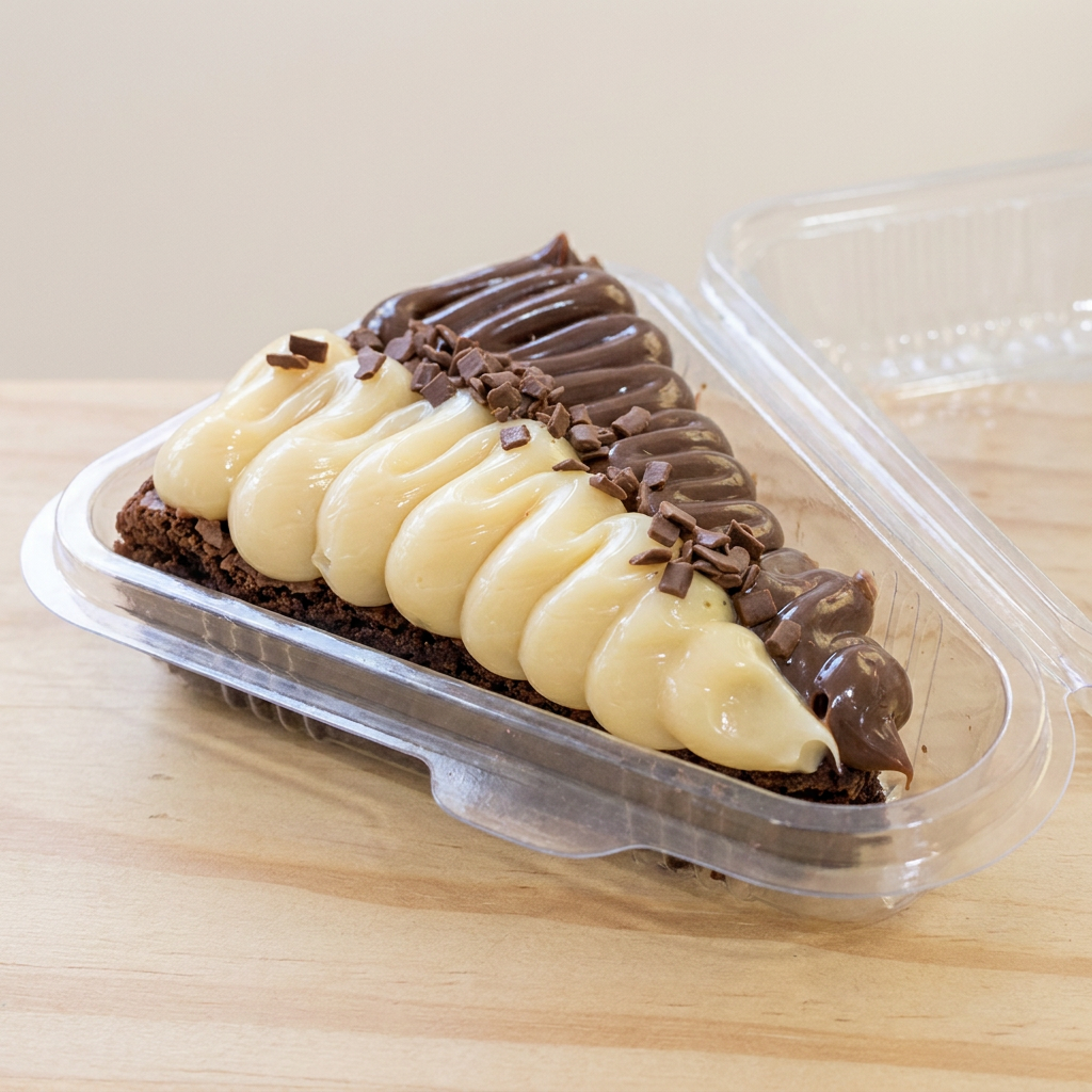 Delicioso brownie tradicional recheado com creme de Ninho e creme de chocolate meio amargo.