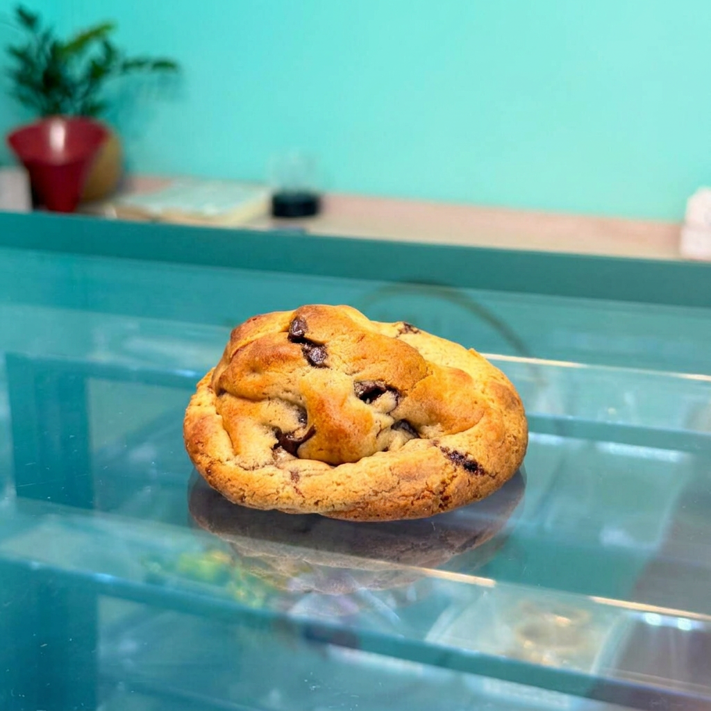 Massa de cookies tradicional com gotas de chocolate ao leite e bem recheado cm uma nutella original, cada mordida uma explosão de sabor , aproximadamente 120g