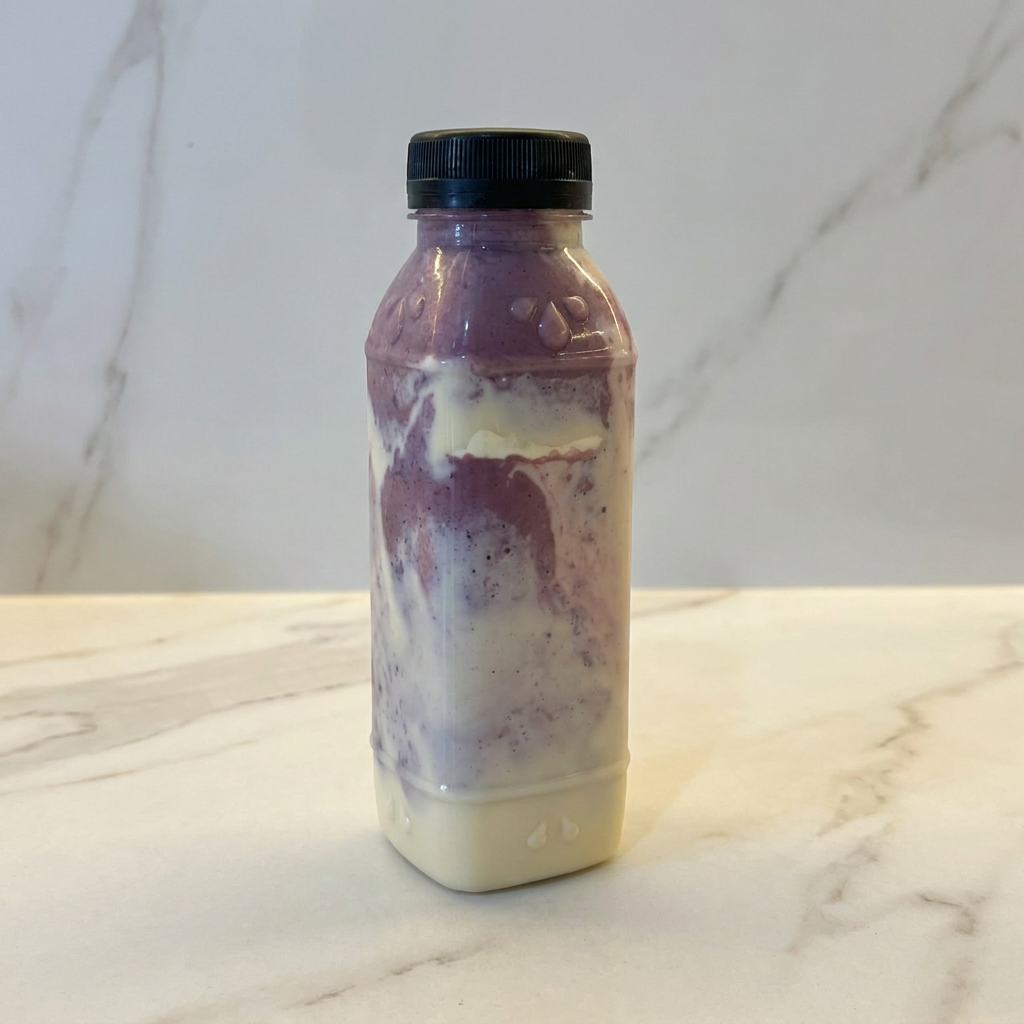 Açai batido com leite condesado, leite em pó, recheado com creme de leite em pó + paçoca triturada