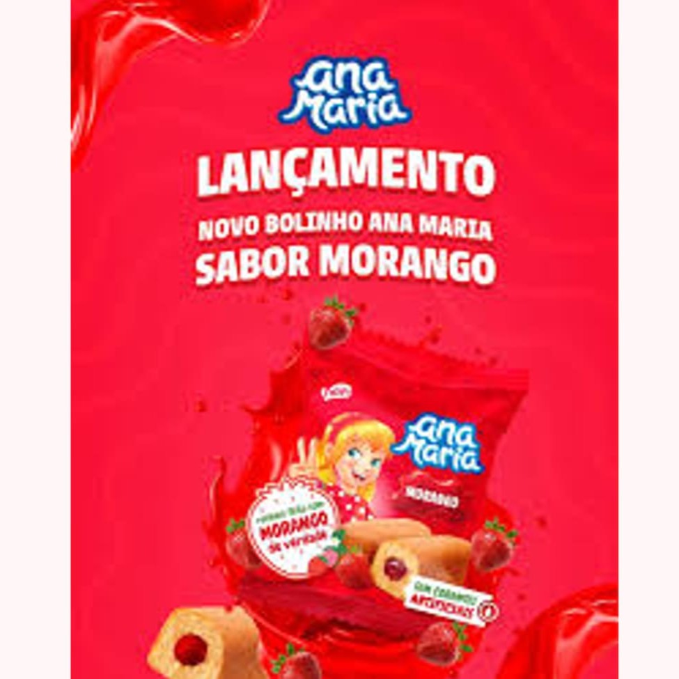 Bolo Recheado Sabor Morango Ana Maria 70g Pacote com 2 Unidades de 35g Cada