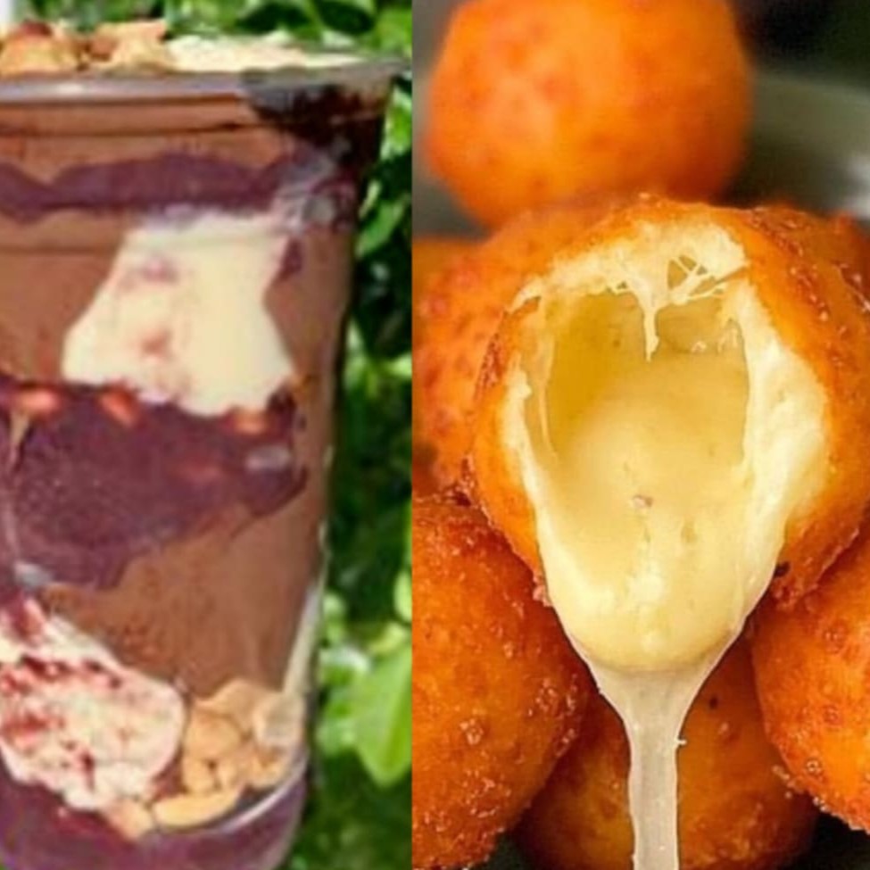 Neste item você escolhe como quer montar seu açaí entre complementos gratis e toppings originais. Incluso porção com 30 unidades de salgados fritos na hora de sabores variados. sabores: bolinha de queijo mussarela, queijo mussarela com requeijão, queijo mussarela com oregano, queijo mussarela com azeitonas, queijo com presunto, queijo mussarela com cheddar, queijo mussarela com calabresa, coxinha, quibe tradicional, quibe recheado com queijo, enroladinho de salsicha, 3 queijos ( mussarela, requeijão e gorgonzola ), delicia de carne seca, travesseiros de frango e carne, entr