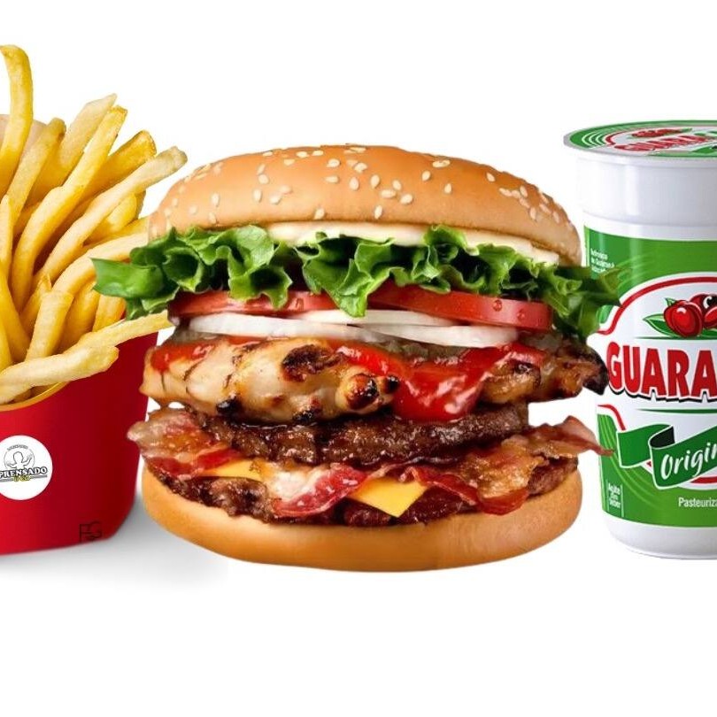 2 carnes, presunto, calabresa, queijo cheddar, molho e alface