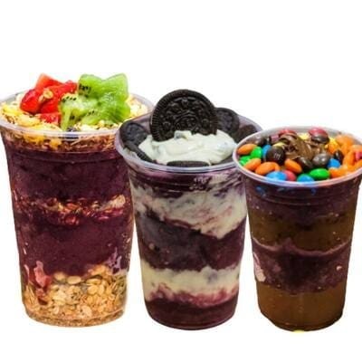Promoção!!! 3 copos de 300 ml com Açaí, Condimentos e Chantilly inteiramente grátis!