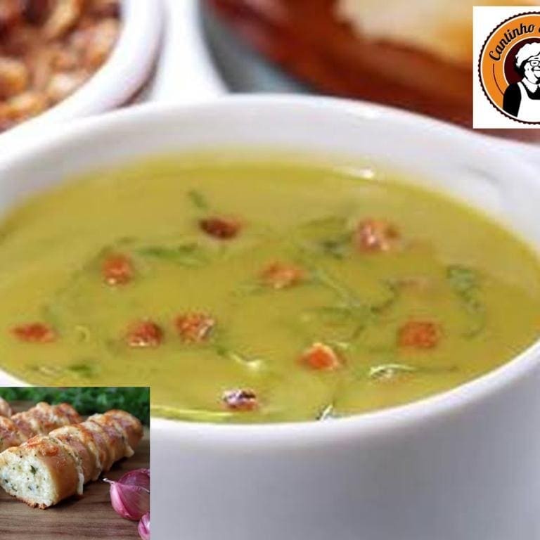Delicioso & Saboroso Caldo Verde feit. Batata , couve manteiga , linguiça calabresa defumada , alho poro, salsa, salsão , cebolinha +Torradas Grátis