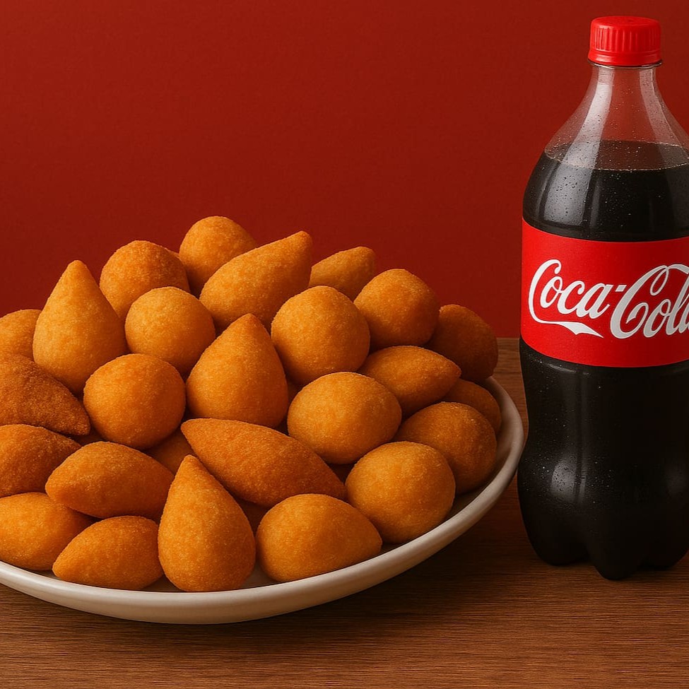 Cento de salgado mas uma coca 2 lt na promoção