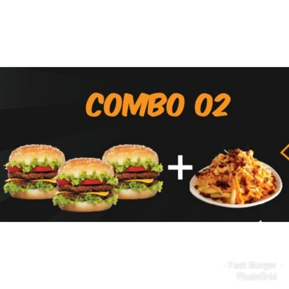 3 Duplo Burger Hamburguer:Pão, 2 carnes, queijo, alface americana, tomate, cebola roxa,batata plaha e molho especial da casa.  Batata Turbinada G - Cheddar e Bacon  Refrigerante:Kuat, sukita uva, sukita laranja.  Saches de Molhos grátis (ketchup e maionese da casa)