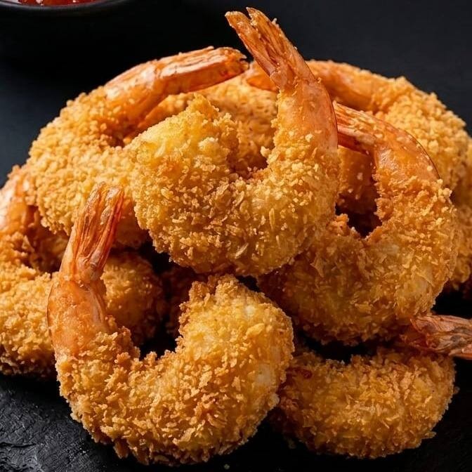 -Porção de camarão crocante levemente temperada . Sugestão do chef para acompanhar : Geléia de pimenta. **Aproximadamente 200g **