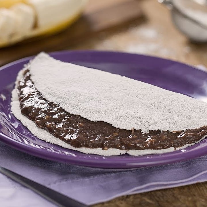 Deliciosa Tapioca com recheio de Chocolate. Foto ilustrativa.