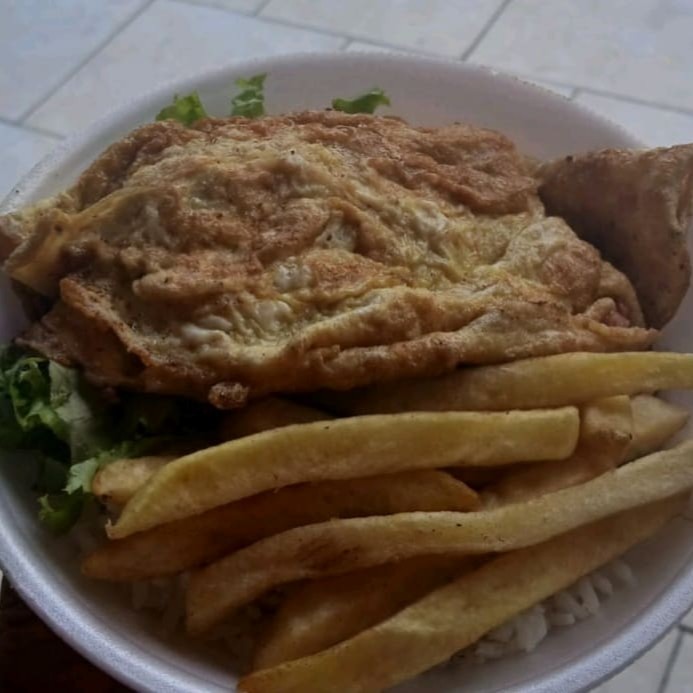 Arroz, Feijão, Macarrão e Fritas.   Não é possivel alterar os itens!