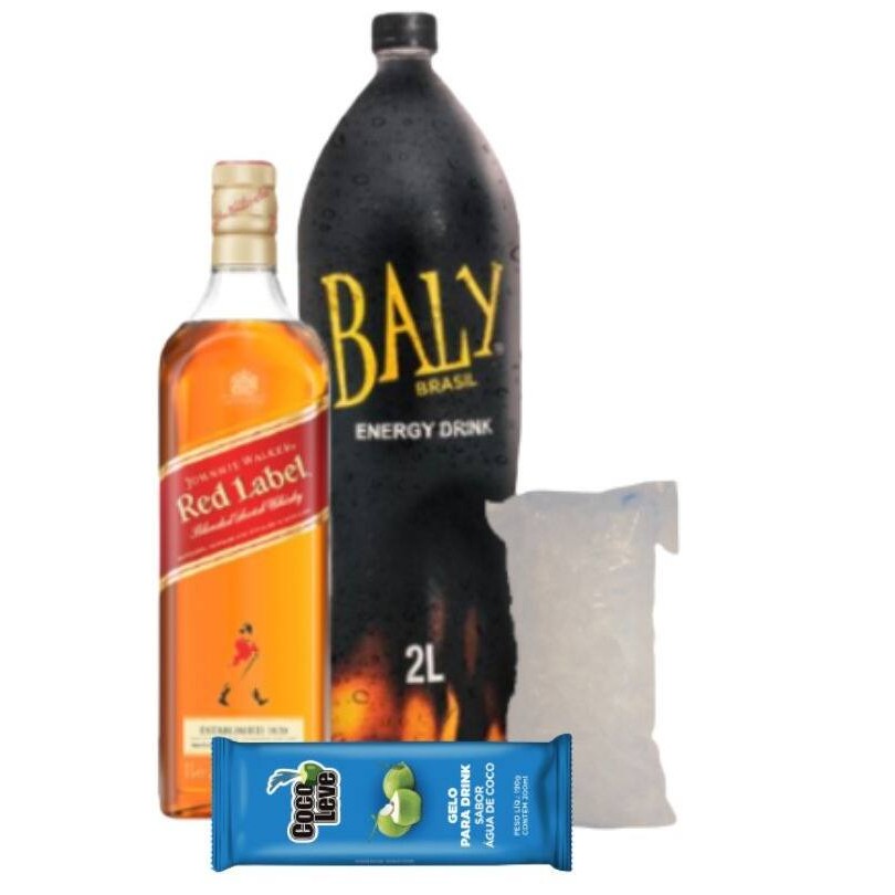 3 gelos saborizados + Energético + Grátis Saco de gelo em cubos 2kg