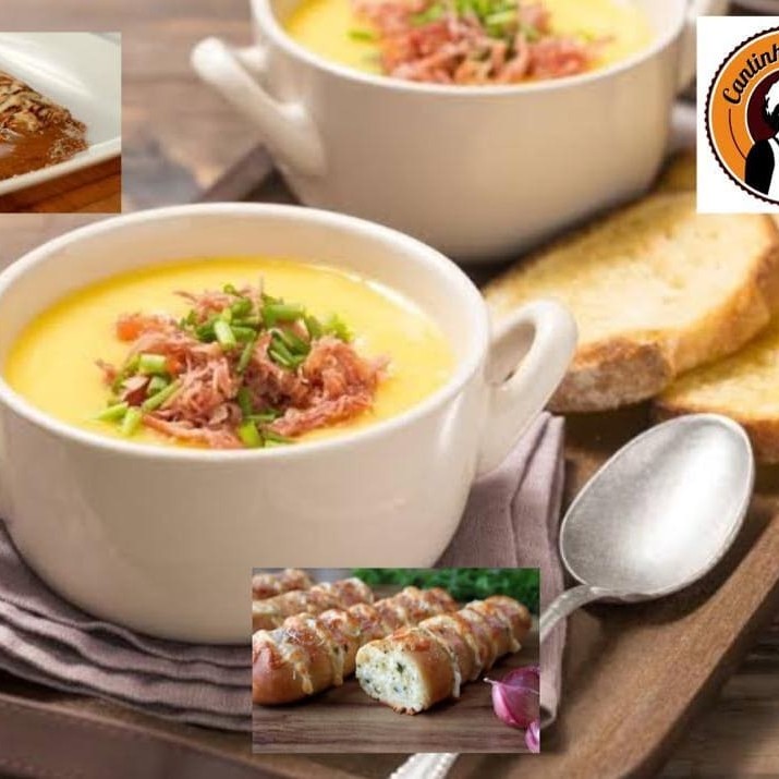 “Aqui no Cantinho da Vovó, toda sopa vem com torradas quentinhas feitas na hora, de presente pra você Sem custo. Só carinho mesmo.”