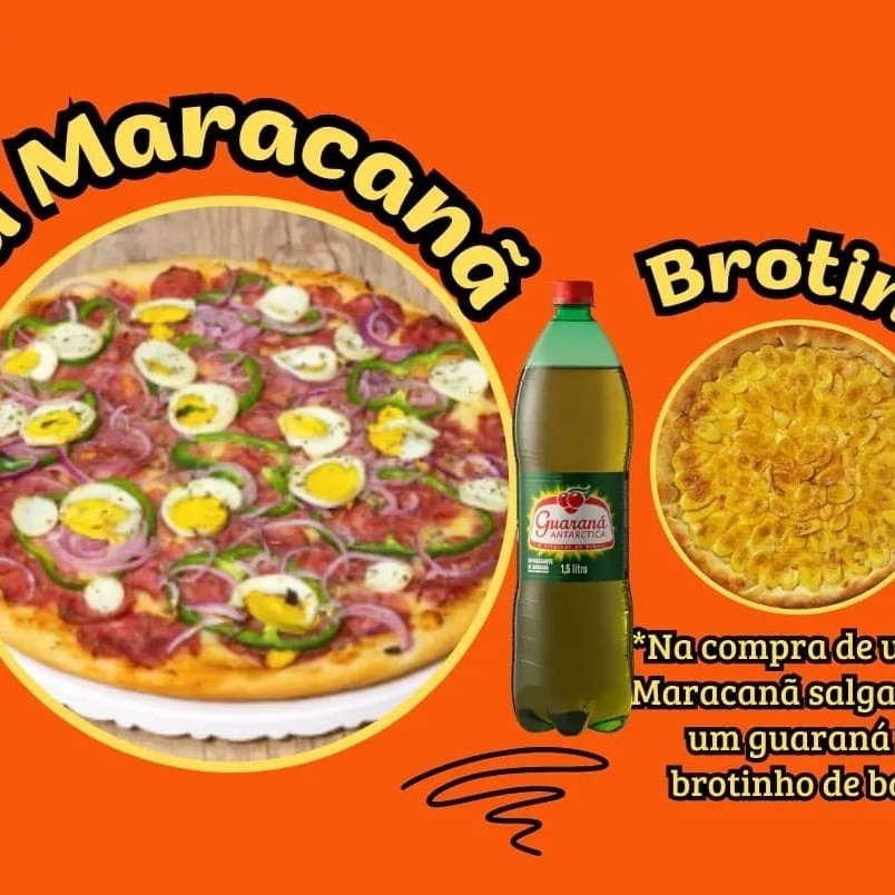 Saboreie nosso combo de pizza Maracanã (35 cm) + Brotinho doce (20 cm) e refrigerante, esta combo ira conquistar seu paladar certamente.