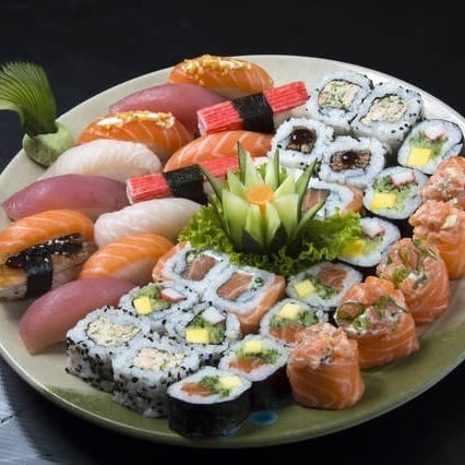Sashimi salmão 4 - Sashimi atum 4 - Sashimi peixe branco 4 - Sushi salmão 2 - Sushi atum 2 - Sushi peixe branco 2 - Uramaki Skin 4 - Hot 4 - Filadélfia 4