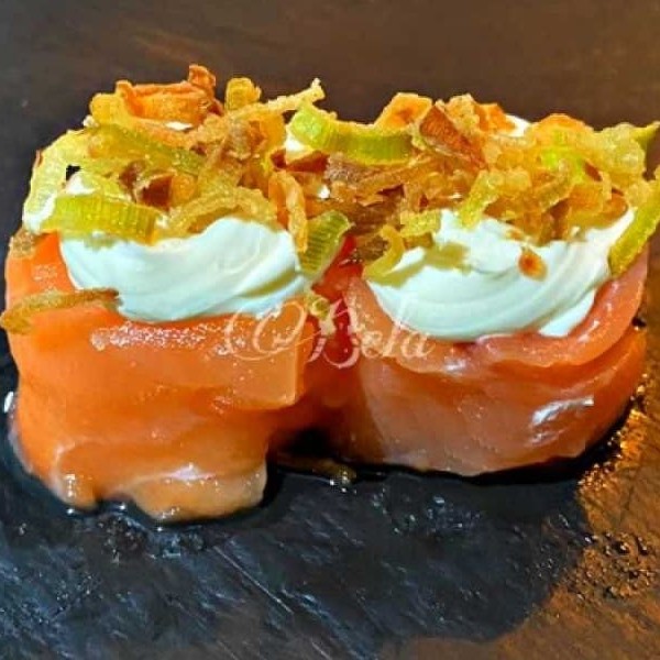 Arroz, Salmão, Cream Cheese e Alho Poró