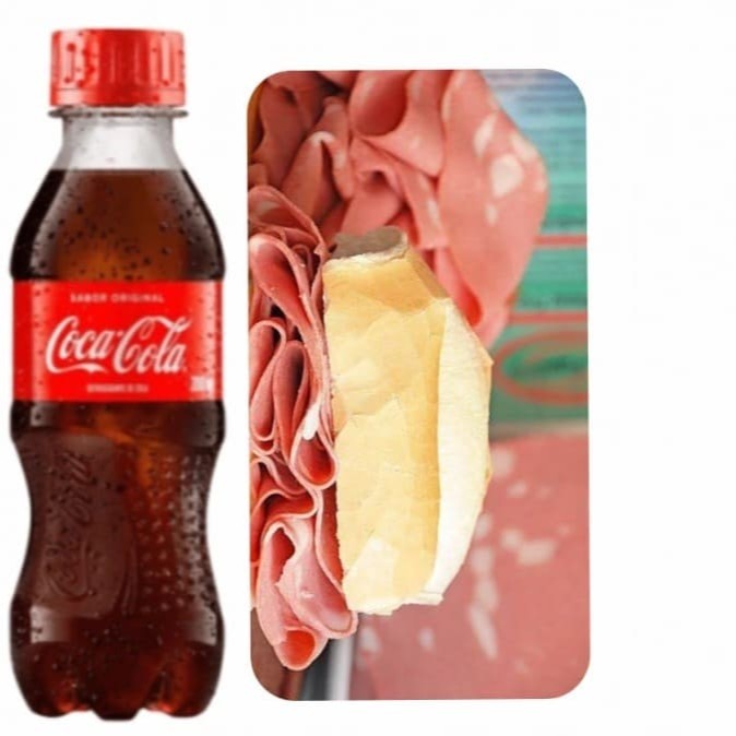 Pão francês , mortadela defumada corte fino. coca gelada.