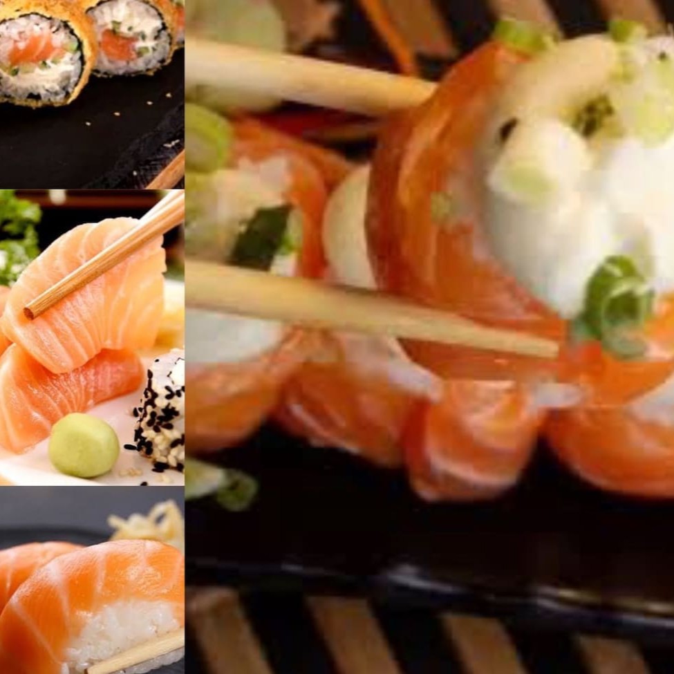 6 hots filadelfia + 4 joe filadélfia + 5 sashimi salmão+ 2 sushi salmão + bebida 350ml