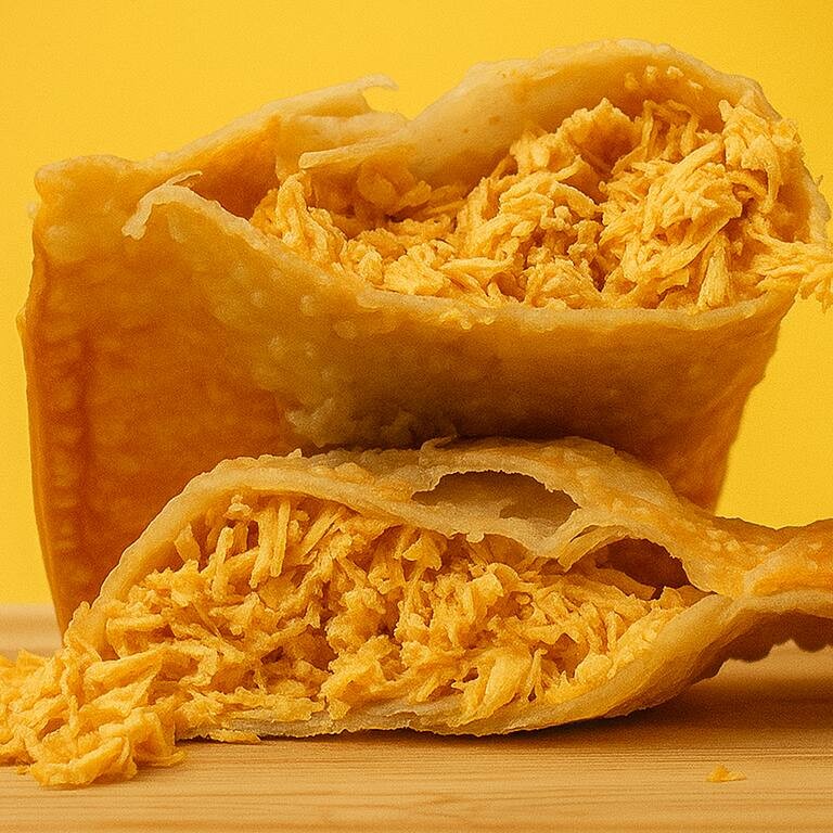 Frango temperado, desfiado e sem Catupiry.   [Não é Possível Alterar Os Ingredientes Do Pastel]