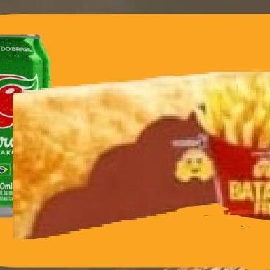 1pastel 25cm, 1 batata 200g 1 refrigerante lata 269ml