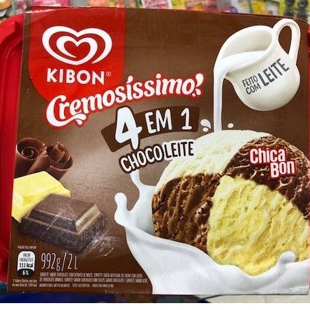 Sabores: chicabon, creme, chocolate branco e chocolate preto