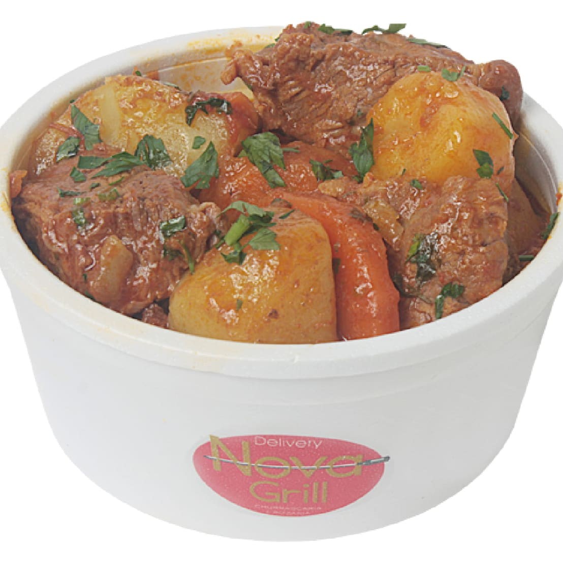 Marmita (500g) de carne cozida com batata e cenoura