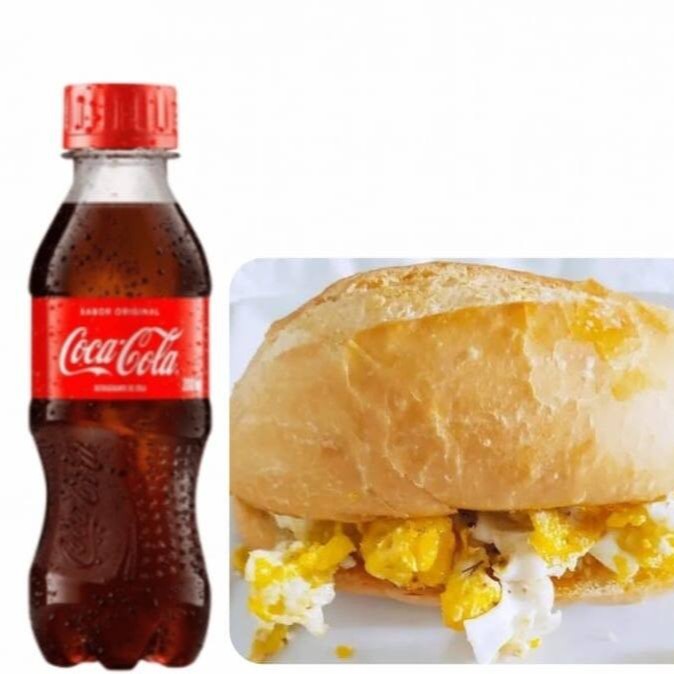 Pão francês , ovos . coca cola gelada