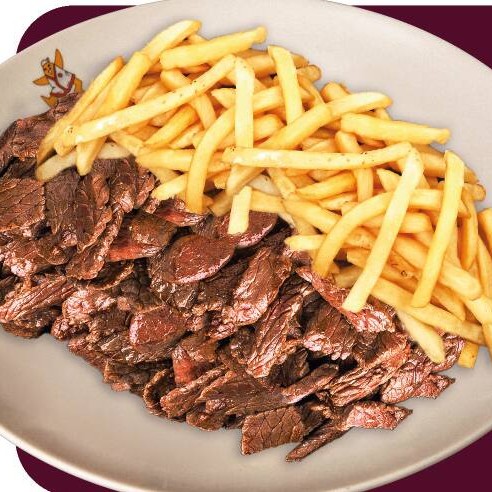 Carne em tiras + Batata frita preparado na hora