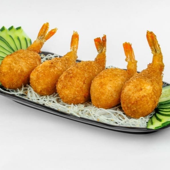 Camarão empanado recheado com cream cheese