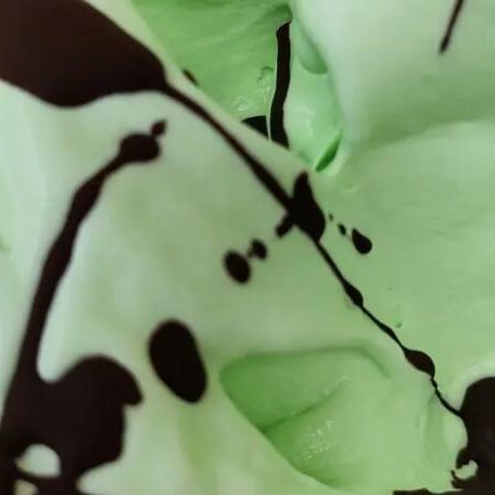 Sorvete artesanal de menta mesclado com calda de chocolate meio amargo para você se refrescar.
