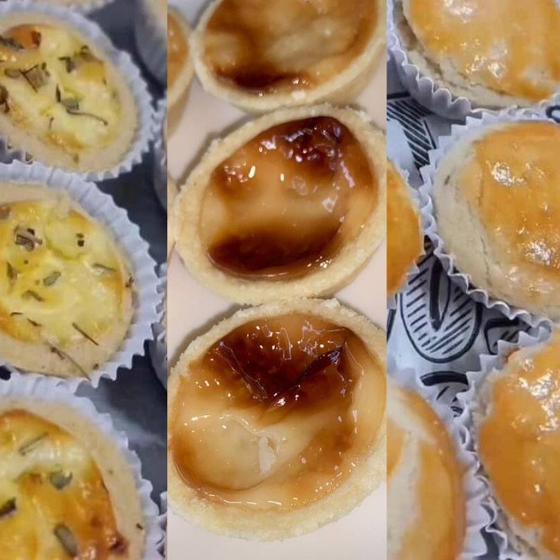 Deliciosas mini empadas assadas, com 20 unidades