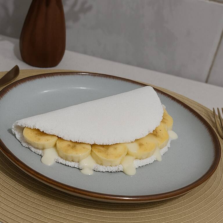 Tapioca de  Banana, Canela e Leite Condensado