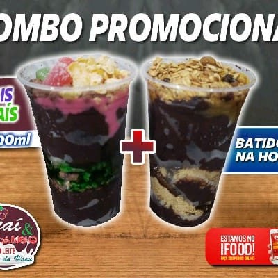 Neste Combo cada um vai com até : 2 caldas, 4 acompanhamentos. Os acompanhamentos e caldas são enviados no mesmo copo. Temos opções de ingredientes extra que vão separados. Enviamos no copo Pp (não é copo térmico).