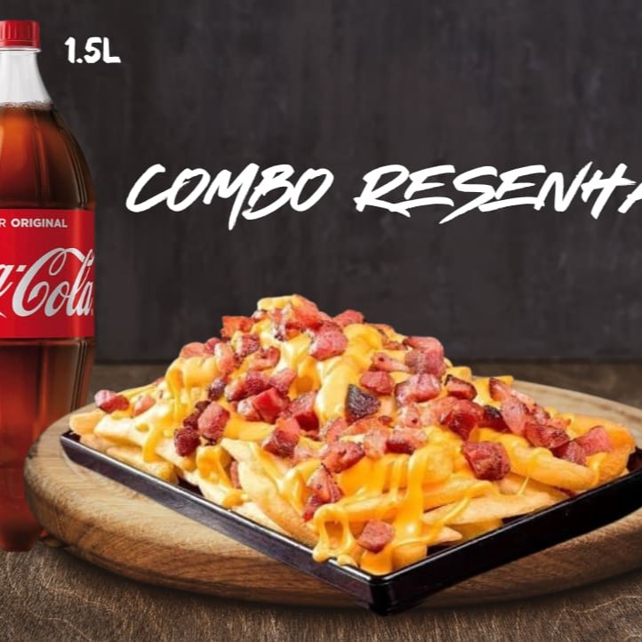A resenha perfeita existe! Super porção de 400g de fritas com cheddar melt e bacon, mais 01 Coca-Cola 1.5l!  #combo #batatafrita #bacon #cheddar #Coca-Cola #guarana