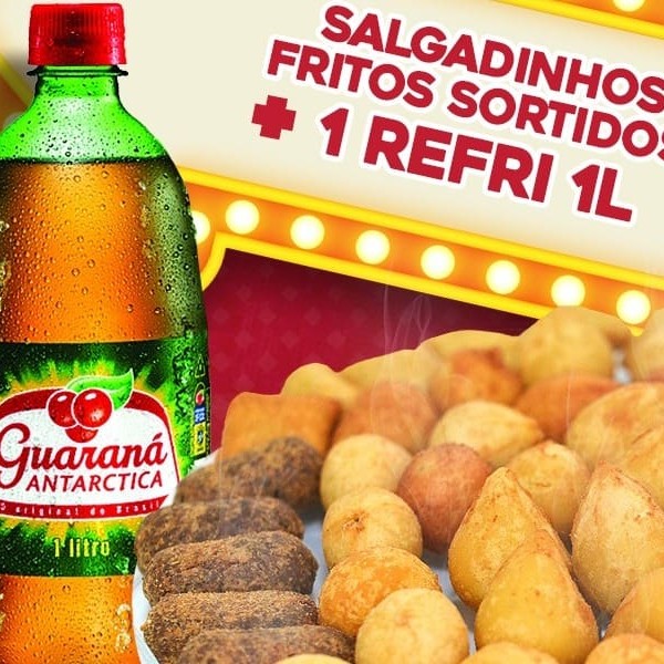 40 Mini Salgados + 30 Pasteizinhos + Guaraná de 1litro. 40 Mini salgados de 10g Sortidos + 30 pasteizinhos Recheados nos Sabores Carne e Queijo. E Para Melhorar, um Guaraná Antártica de 1litro Geladinho. Sequinhos, Crocantes E Muito Bem Recheados é a Prova de Amor Perfeita para Hoje!!