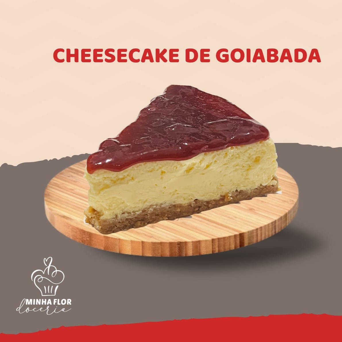 Um clássico nova-iorquino com alma brasileira! Nossa receita cremosa no estilo tradicional ganha um toque todo nosso com geleia artesanal de goiaba feita com fruta de verdade. A combinação do azedinho da goiaba com a suavidade do cream cheese cria um sabor envolvente, elegante e cheio de afeto. É tradição com sotaque tropical. Uma sobremesa que conquista no primeiro garfo!