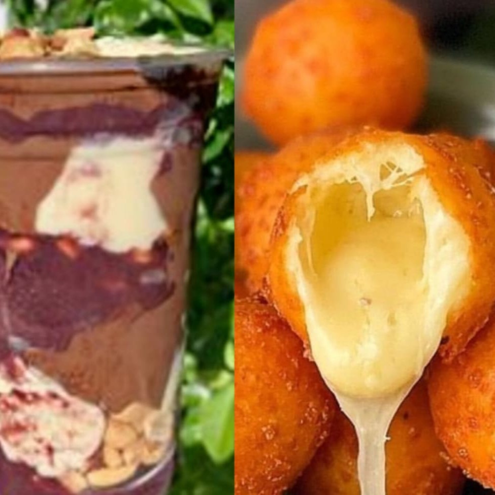 Neste item você escolhe como quer montar seu açaí entre complementos gratis e toppings originais. Incluso porção com 20 unidades de salgados fritos na hora de sabores variados. sabores: bolinha de queijo mussarela, queijo mussarela com requeijão, queijo mussarela com oregano, queijo mussarela com azeitonas, queijo com presunto, queijo mussarela com cheddar, queijo mussarela com calabresa, coxinha, quibe tradicional, quibe recheado com queijo, enroladinho de salsicha, 3 queijos ( mussarela, requeijão e gorgonzola ), delicia de carne seca, travesseiros de frango e carne, entr