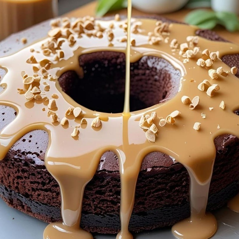 Sabor irresistível: bolo de chocolate com doce de leite cremoso na cobertura, feito artesanalmente, sendo uma lembrança gostosa do lar.