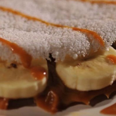 Deliciosa Tapioca com recheio de Banana Com Doce De Leite. Foto ilustrativa.