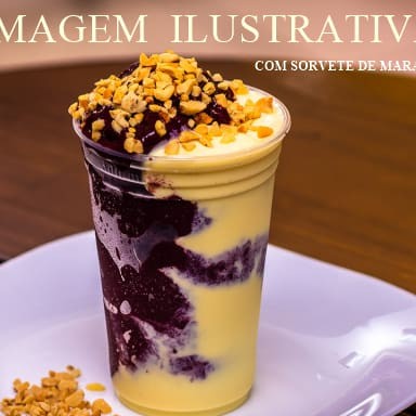 700 ml de açaí, Batido com polpa de Maracujá e podendo ser composto de agradáveis combinações à sua escolha.