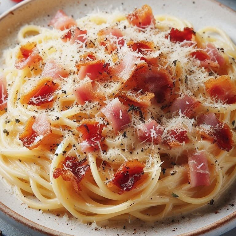 Espaguete Carbonara (200g) Espaguete al dente envolvido em molho cremoso de ovos, queijo pecorino e pancetta crocante. Um clássico italiano rico e irresistível!  Comida Italiana, Massas Artesanais, Culinária Italiana, Penne, Espaguete, Gnocchi, Risoto De Salmão, Polenta Italiana, Frango Parmegiana, Salmão Grelhado, Batata Frita, Coca Cola, Guaraná Antártica, Entrega Gratis.
