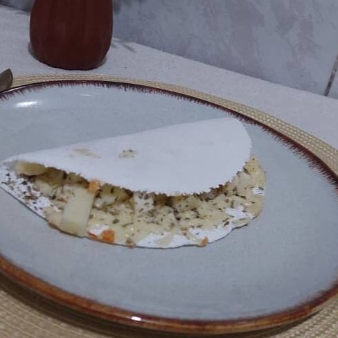 Tapioca de Palmito, Muçarela e Orégano